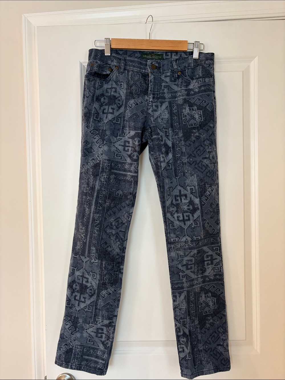 Lauren Ralph Lauren Men's Navy Patterned Straight Jeans